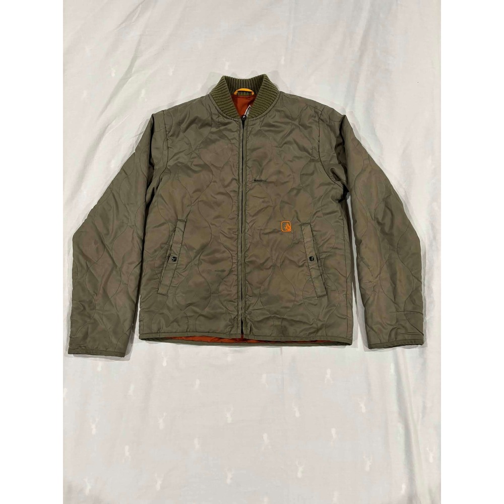 Volcom Quilted Bomber Jacket Reversible Orange Lining Thermolite Size‎ XS